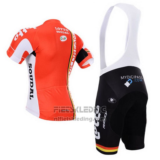 2015 Fietskleding Lotto Soudal Wit Rood Korte Mouwen en Koersbroek